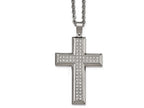 Chisel Stainless Steel Polished CZ Cross Necklace