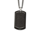 Chisel Stainless Steel Brushed Lasercut  Black Ip Plated CZ Dogtag Necklace