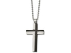 Chisel Stainless Steel Polished And Laser Cut Black Ip Cross Necklace