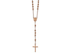 Chisel Stainless Steel Polished Rose Ip-plated Rosary Necklace
