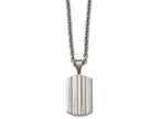 Chisel Stainless Steel Brushed And Polished Grooved Dogtag Necklace
