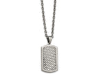Chisel Stainless Steel Polished Weaved Pattern Dogtag Necklace