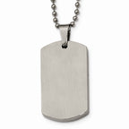 Chisel Stainless Steel Polished Rounded Edge 4mm Thick Dog Tag Necklace