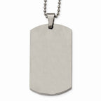 Chisel Stainless Steel Polished Rounded Edge Xlarge 4mm Thick Dog Tag Necklace