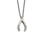 Chisel Stainless Steel W/ CZ Wishbone Necklace