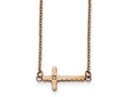 Chisel Stainless Steel Polished Rose Ip-plated CZ W/4.25in Ext. Necklace