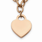 Chisel Stainless Steel Polished Rose Ip-plated W/.5in Ext. Heart Necklace