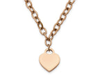 Chisel Stainless Steel Polished Rose Ip-plated W/.5in Ext. Heart Necklace