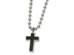 Chisel Stainless Steel Carbon Fiber Cross Pendant Necklace - 20 inches