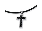 Chisel Stainless Steel Carbon Fiber Cross Pendant Necklace - 18 inches