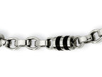 Chisel Stainless Steel and Rubber Accent Barrel Link Necklace - 22 inches
