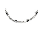 Chisel Stainless Steel and Rubber Accent Barrel Link Necklace - 22 inches