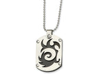 Chisel Stainless Steel Black Ip-plated Swirl Dog Tag Necklace