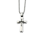 Chisel Stainless Steel Black Ip-plated Cross Necklace
