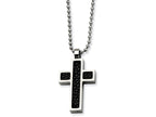 Chisel Stainless Steel Black Stingray Cross Pendant 24in Necklace