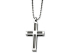 Chisel Stainless Steel Polished Cross Pendant  24in Necklace