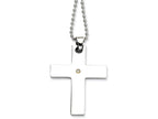 Chisel Stainless Steel 14k Accent W/ 2 Pt. Diamond Cross Necklace