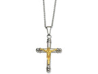 Chisel Stainless Steel Yellow Ip-plated Crucifix Pendant Necklace