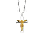 Chisel Stainless Steel Yellow Ip-plated Crucifix Pendant Necklace