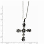 Chisel Stainless Steel Antiqued Cross Pendant Necklace