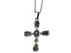 Chisel Stainless Steel Antiqued Cross Pendant Necklace