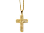 Chisel Stainless Steel Yellow Ip-plated With CZs Cross Pendant Necklace