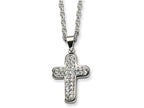 Chisel Stainless Steel Crystal Cross Pendant Necklace