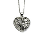 Chisel Stainless Steel Filigree Puffed Heart Pendant Necklace