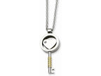 Chisel Stainless Steel Gold Ip-plated and CZ Key 22in Necklace