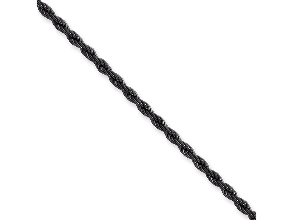 Chisel Stainless Steel Ip Black-plated 2.3mm 30in Rope Chain Necklace