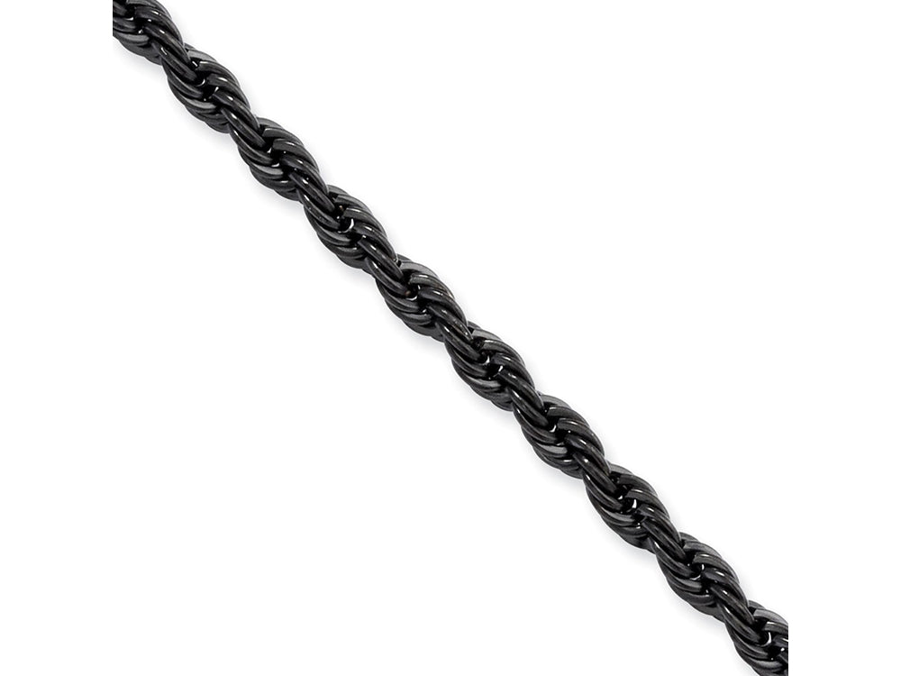 Chisel Stainless Steel Ip Black-plated 4.0mm 30in Rope Chain Necklace