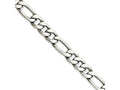 Chisel Stainless Steel 6.75mm 21.75in Figaro Chain Necklace