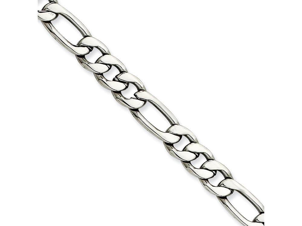 Chisel Stainless Steel 6.75mm 7.75in Figaro Chain Bracelet