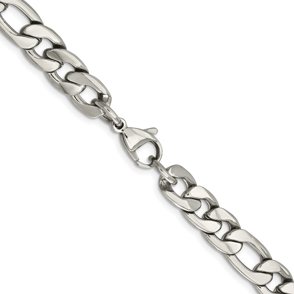 Chisel Stainless Steel 8.4mm 9in Figaro Chain Bracelet