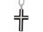 Chisel Stainless Steel Ip Black-plated Laser Cut Cross Necklace