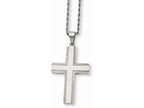 Chisel Stainless Steel Laser Cut Edges Cross Pendant Necklace
