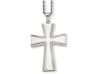 Chisel Stainless Steel Laser Cut and Brushed Cross Pendant Necklace