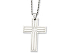 Chisel Stainless Steel Polished Cross W/czs Pendant Necklace