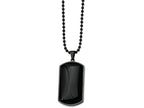 Chisel Stainless Steel Ip Black-plated and Black Agate Dog Tag Necklace