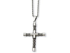 Chisel Stainless Steel Polished and Wire Cross Pendant Necklace