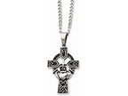 Chisel Stainless Steel Antiqued Claddagh Pendant Necklace