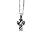 Chisel Stainless Steel Antiqued Cross Pendant Necklace