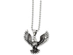 Chisel Stainless Steel Antiqued Screaming Eagle Pendant Necklace