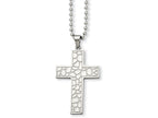 Chisel Stainless Steel Textured Cross Pendant Necklace