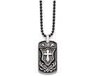 Chisel Stainless Steel Antiqued Cross Dog Tag Pendant Necklace