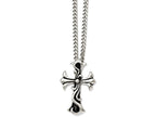 Chisel Stainless Steel Antiqued Fancy Scroll Cross Pendant Necklace