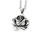 Chisel Stainless Steel Antiqued Flower Pendant Necklace