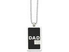 Chisel Stainless Steel Black-plated and CZ Dad Dog Tag Necklace