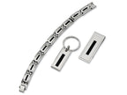 Chisel Stainless Steel Enameled 8.5 inche Bracelet, Money Clip and Key Chain Set
