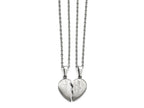Chisel Stainless Steel Brushed 1/2 Heart mother/daughter Necklace Set